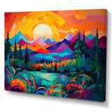 Vibrant Sunset Shining Over Mountains II - Landscapes Canvas Wall Art