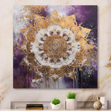 Purple And Gold Mandala II - Geometric Canvas Wall Art