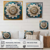 Teal And Gold Mandala II - Geometric Canvas Wall Art