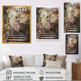 Elegant Woman Walking Down Stairs III - Fashion Canvas Wall Art