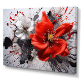 Red Grey Botanical Symphony I - Abstract Canvas Wall Art