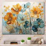 Teal Orange Botanical Fragments I - Abstract Canvas Wall Art