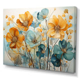 Teal Orange Botanical Fragments I - Abstract Canvas Wall Art