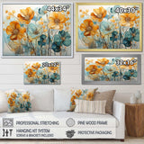 Teal Orange Botanical Fragments I - Abstract Canvas Wall Art