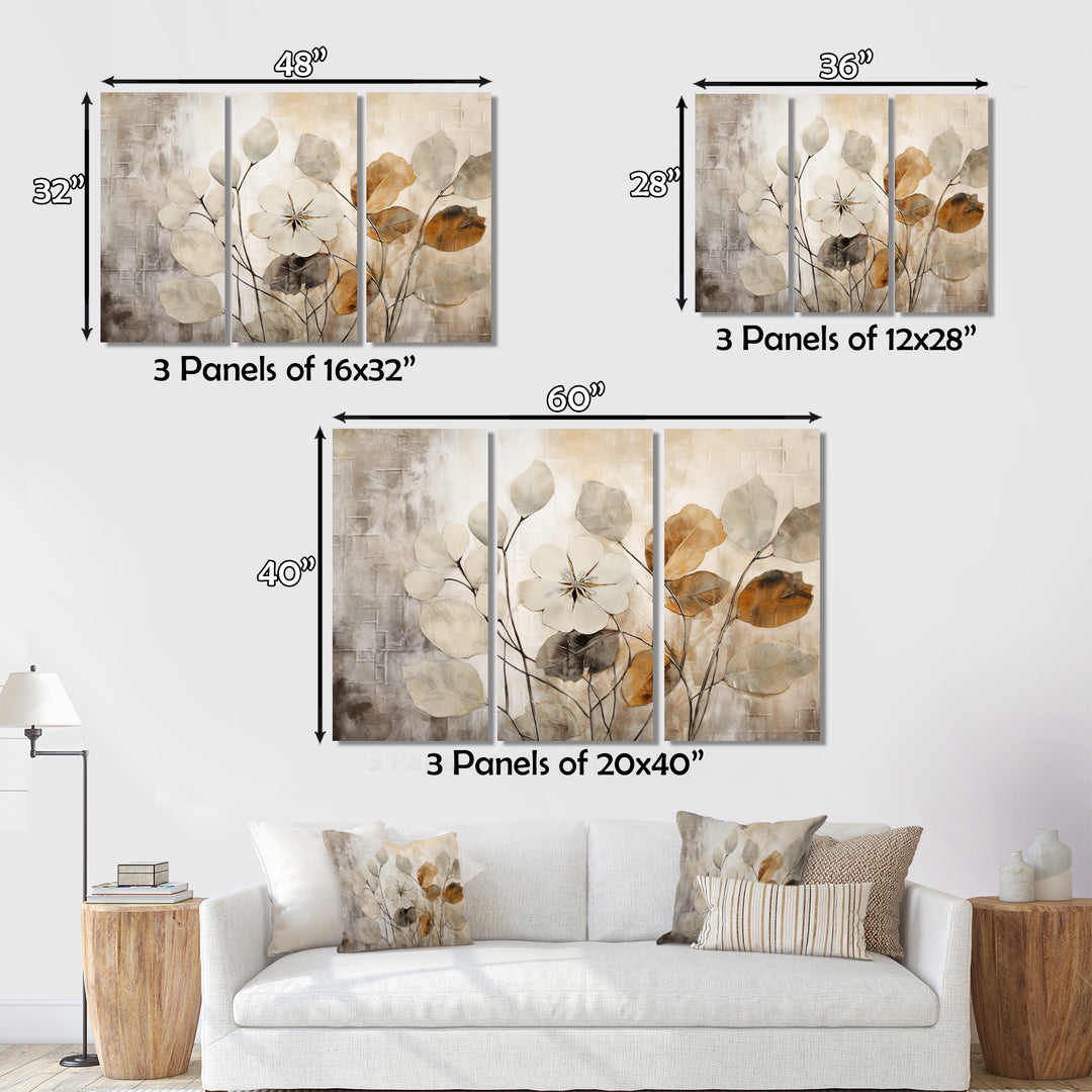 Beige Botanical Impressions III - Split Panel Canvas Art