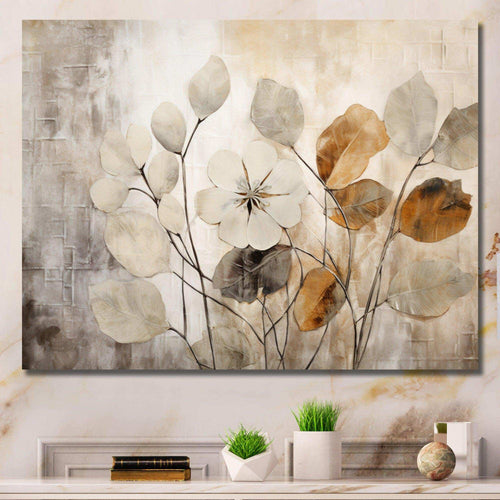 Idesignart beige botanical impressions iii abstract canvas wall art