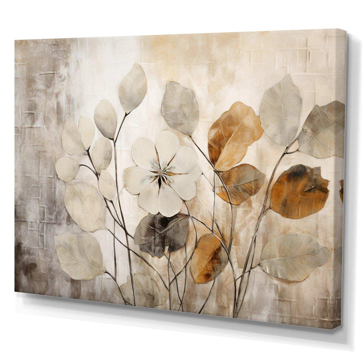 Idesignart beige botanical impressions iii abstract canvas wall art