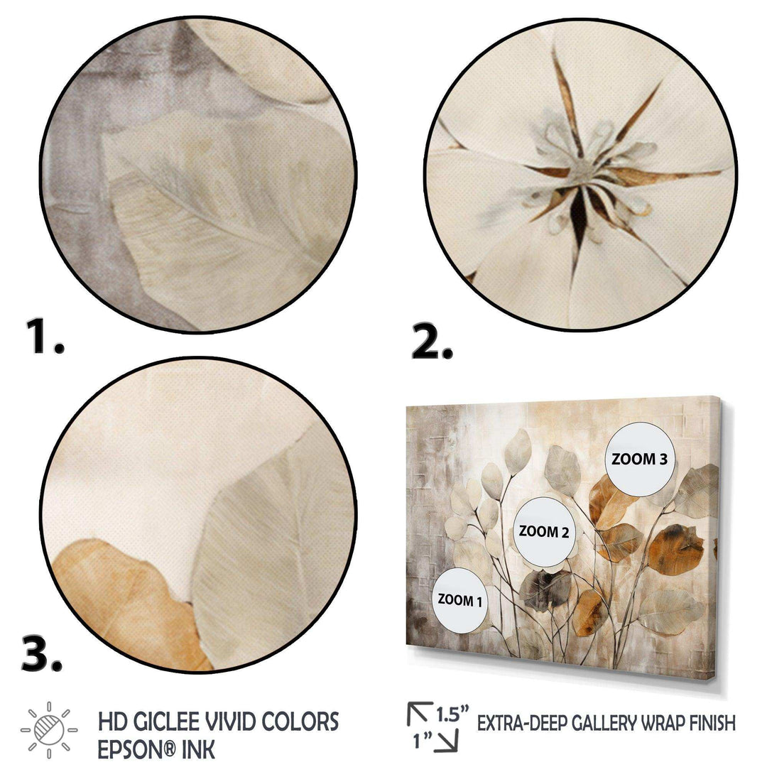 Idesignart beige botanical impressions iii abstract canvas wall art