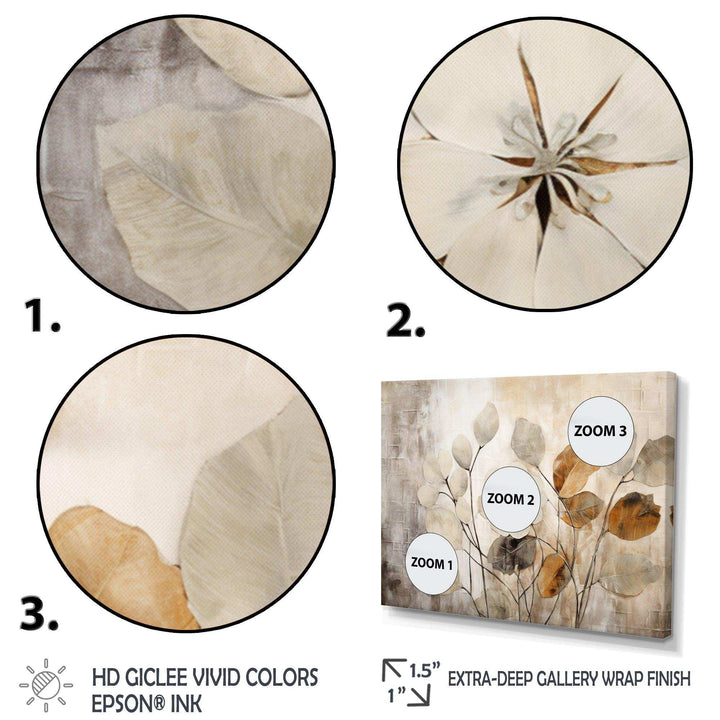 Idesignart beige botanical impressions iii abstract canvas wall art