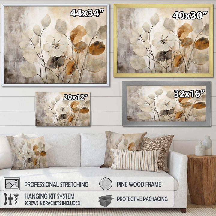 Idesignart beige botanical impressions iii abstract canvas wall art