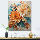 Orange Teal Botanical Whirlwind I - Abstract Canvas Wall Art