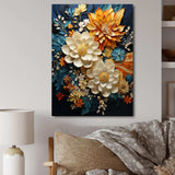 Orange Teal Botanical Whirlwind II - Abstract Canvas Wall Art