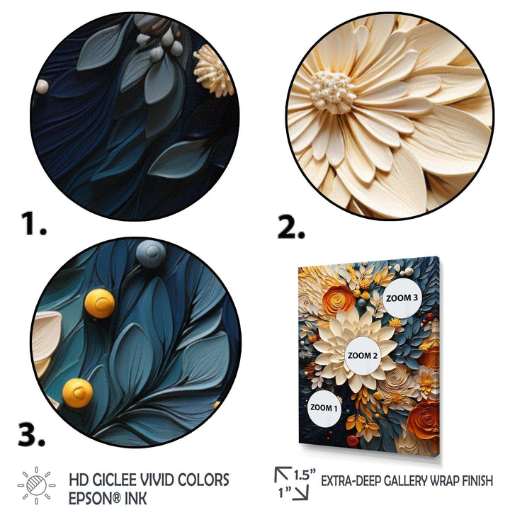 Idesignart orange teal botanical whirlwind iv abstract canvas wall art