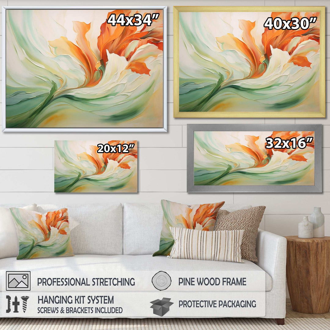 Green Flowing Petals - Abstract Canvas Wall Art