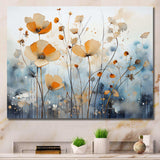 Orange Blue Muted Botanicals II - Abstract Canvas Wall Art