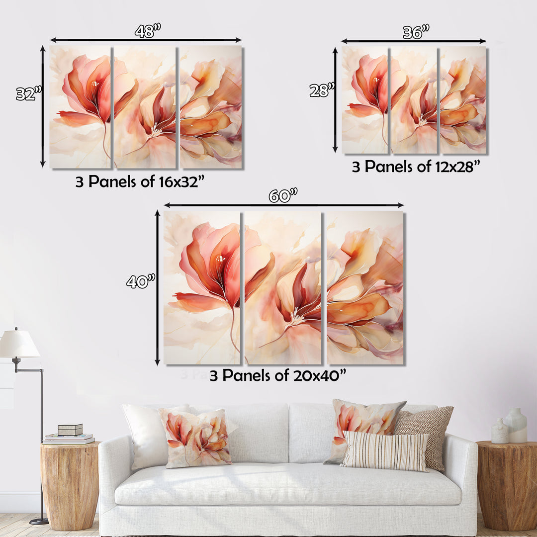Peach Petal Dance - Split Panel Canvas Art