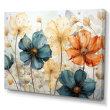 Teal Orange Petal Mosaics I - Abstract Canvas Wall Art