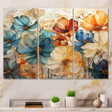 Teal Orange Petal Mosaics II - Multi-Panels