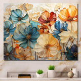 Teal Orange Petal Mosaics II - Abstract Canvas Wall Art