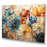 Teal Orange Petal Mosaics II - Abstract Canvas Wall Art