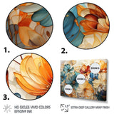 Teal Orange Petal Mosaics II - Abstract Canvas Wall Art