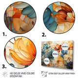Teal Orange Petal Mosaics II - Multi-Panels
