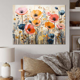 Coral Orange Whimsical Botanical Wilds I - Abstract Canvas Wall Art