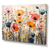 Coral Orange Whimsical Botanical Wilds I - Abstract Canvas Wall Art