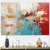 Gold Red Collage Majesty - Canvas Wall Art Set of 3