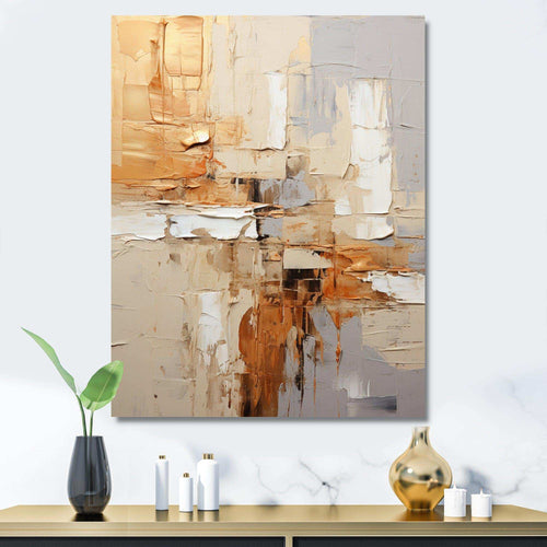 Beige Grey Geometric Collage II - Abstract Canvas Wall Art