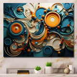 Teal Yellow Abstract Fractal Collage Melodies II - Abstract Canvas Wall Art