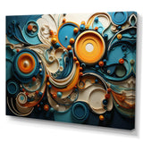 Teal Yellow Abstract Fractal Collage Melodies II - Abstract Canvas Wall Art