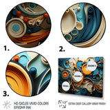 Teal Yellow Abstract Fractal Collage Melodies II - Abstract Canvas Wall Art