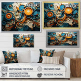 Teal Yellow Abstract Fractal Collage Melodies II - Abstract Canvas Wall Art