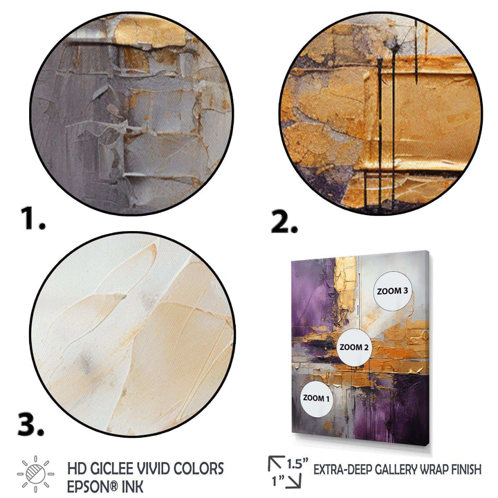 Gold Purple Abstract Fractal III - Abstract Canvas Wall Art