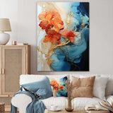 Orange Teal Abstract Fractal - Abstract Canvas Wall Art