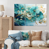 Teal Gold Abstract Fractal Mystic Mirage I - Multi-Panels