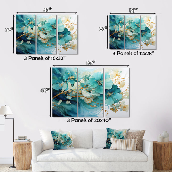 Teal Gold Abstract Fractal Mystic Mirage I - Multi-Panels