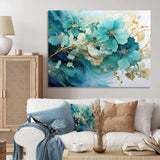 Teal Gold Abstract Fractal Mystic Mirage I - Abstract Canvas Wall Art