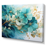 Teal Gold Abstract Fractal Mystic Mirage I - Abstract Canvas Wall Art