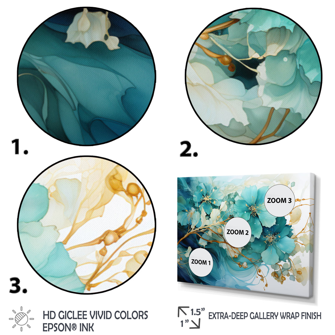 Teal Gold Abstract Fractal Mystic Mirage I - Multi-Panels