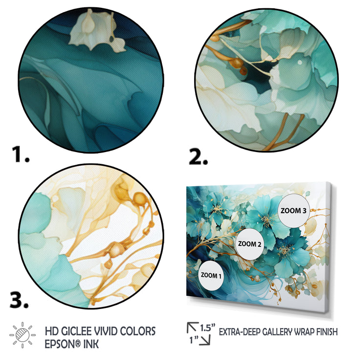 Teal Gold Abstract Fractal Mystic Mirage I - Multi-Panels