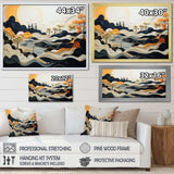 Grey Orange Line Art Landscape - Abstract Canvas Wall Art