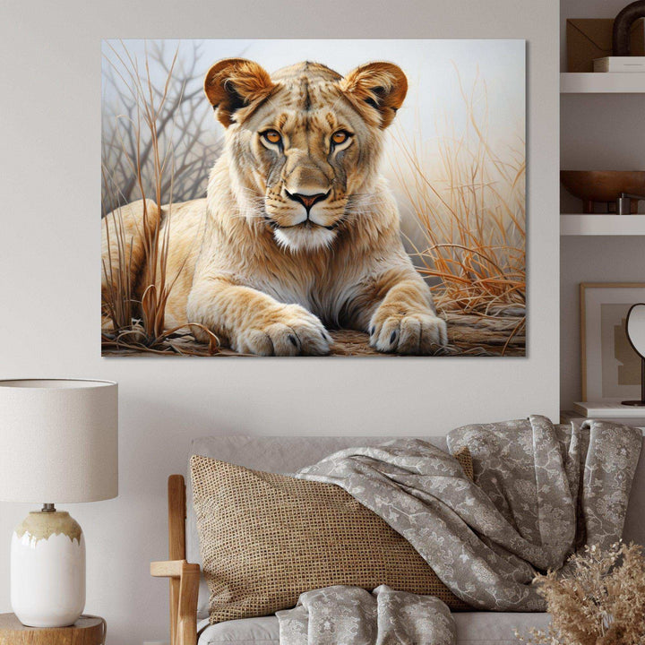 Africa Lioness Power I - Landscapes Canvas Wall Art