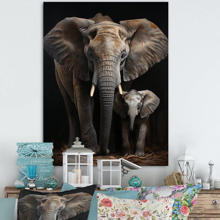 Elephant Family In Black And White - Elephant Wall Art Prints