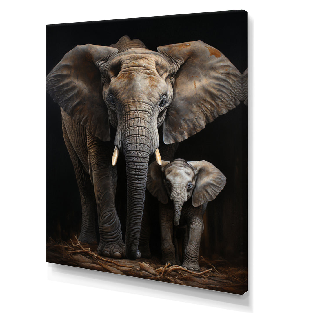 Elephant Family In Black And White - Elephant Wall Art Prints