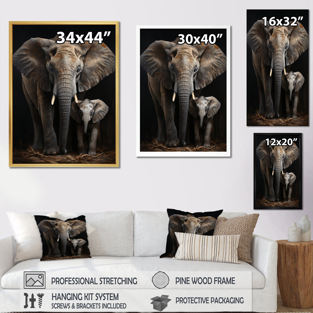 Elephant Family In Black And White - Elephant Wall Art Prints
