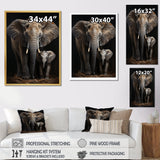Elephant Family In Black And White - Elephant Wall Art Prints
