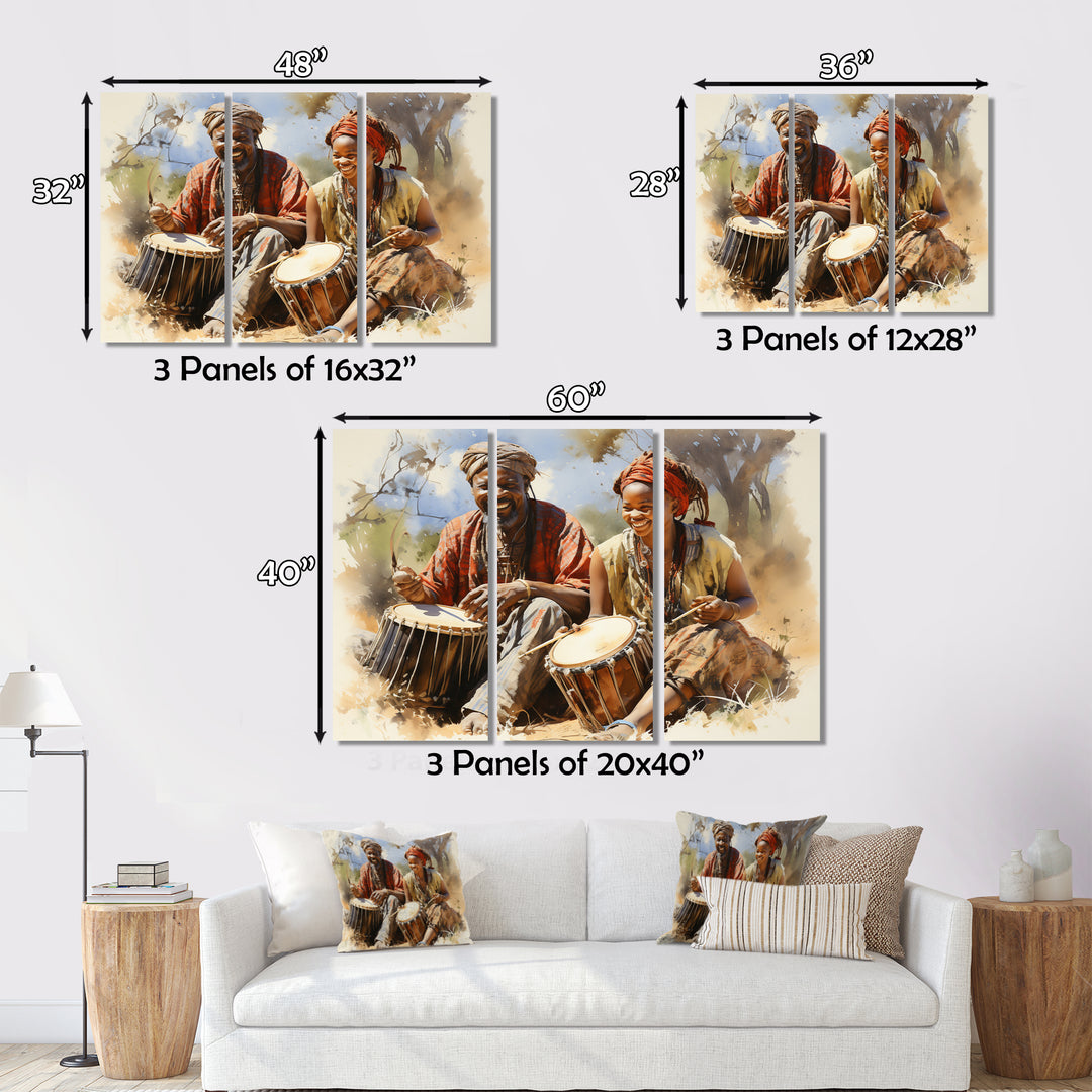 African Rhythmic Drums I - Multi-Piece Canvas Wall Art