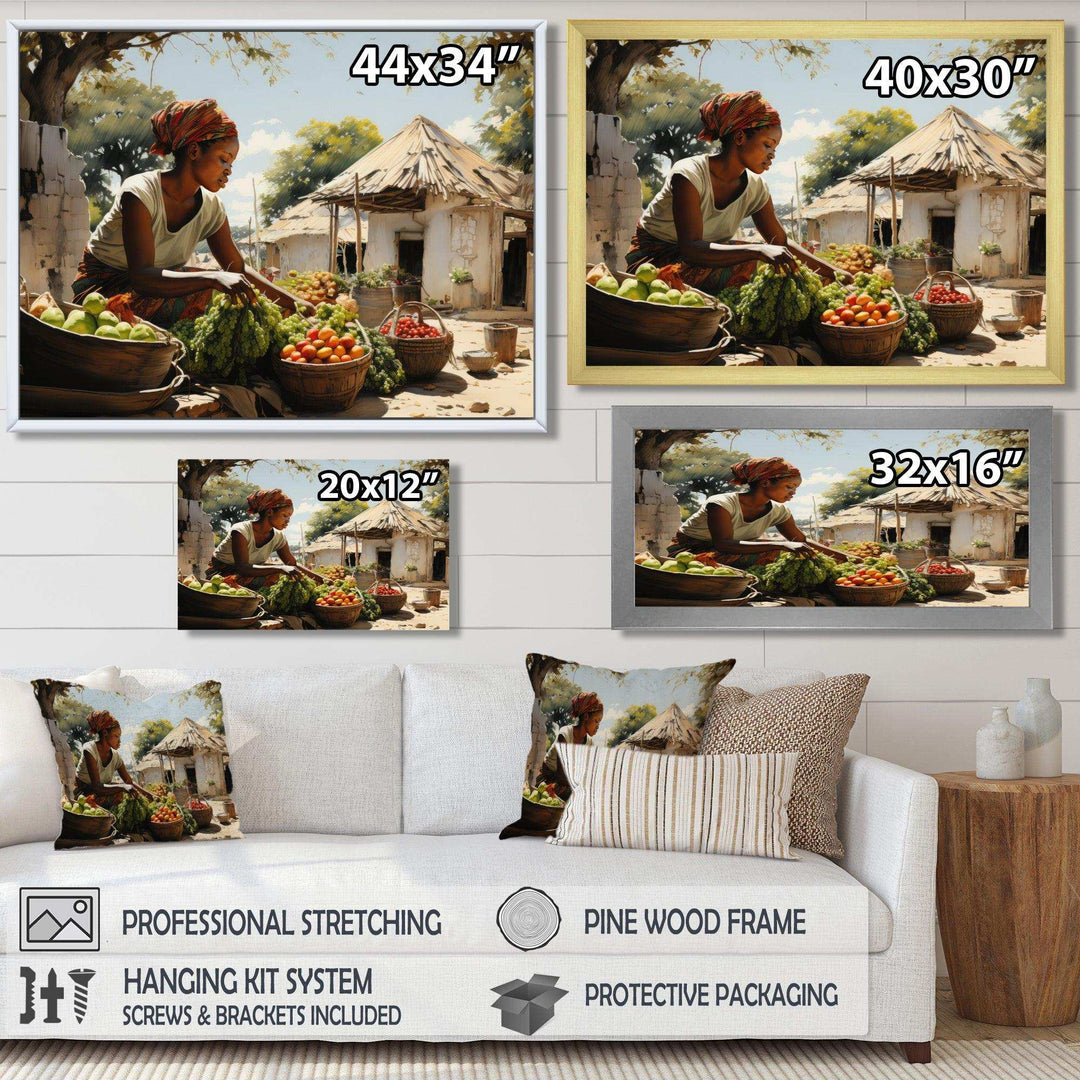 African Vibrant Market III - People Canvas Wall Art